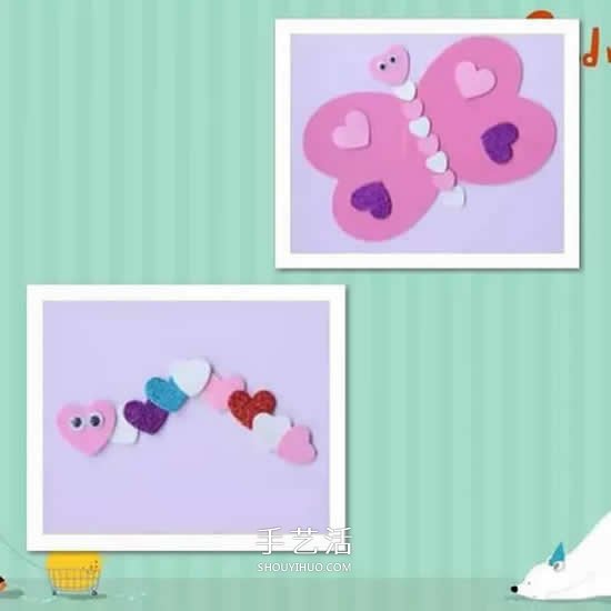 愛心卡紙拼貼小動物 卡紙小動物的做法大全 -  itrip.net.cn