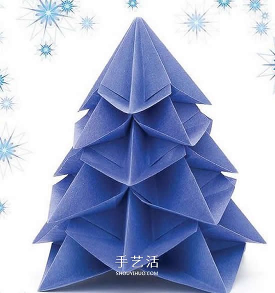 八邊形紙折圣誕樹圖解 立體疊合圣誕樹的折法 -  itrip.net.cn