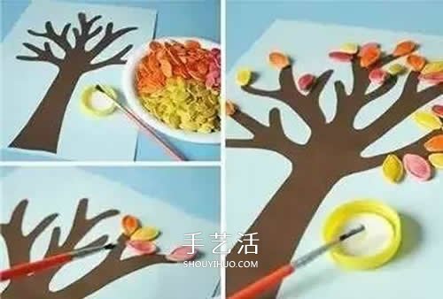 南瓜籽手工制作大樹 幼兒園簡單大樹拼貼畫 -  itrip.net.cn
