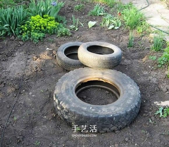 輪胎廢物利用DIY池子 用廢舊輪胎制作池塘 -  itrip.net.cn