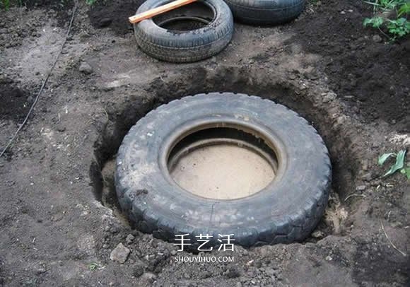 輪胎廢物利用DIY池子 用廢舊輪胎制作池塘 -  itrip.net.cn