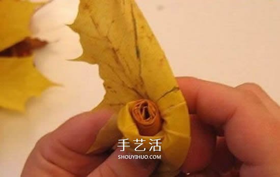 楓葉手工制作玫瑰花苞 樹葉玫瑰花苞的做法 -  itrip.net.cn