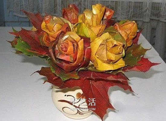 楓葉手工制作玫瑰花苞 樹葉玫瑰花苞的做法 -  itrip.net.cn
