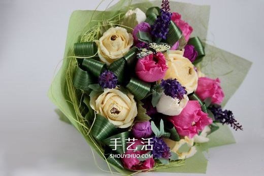 皺紋紙?zhí)枪ǖ淖龇?皺紋紙玫瑰花手工制作 -  itrip.net.cn