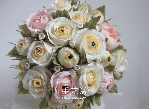 皺紋紙?zhí)枪ǖ淖龇?皺紋紙玫瑰花手工制作 -  itrip.net.cn