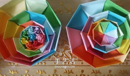 八角形紙盒的折法圖解 手工折紙彩虹盒子步驟 -  itrip.net.cn