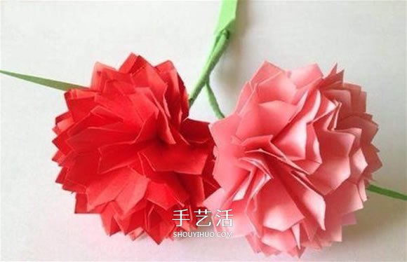 母親節(jié)康乃馨花的做法 彩紙康乃馨手工制作 -  itrip.net.cn