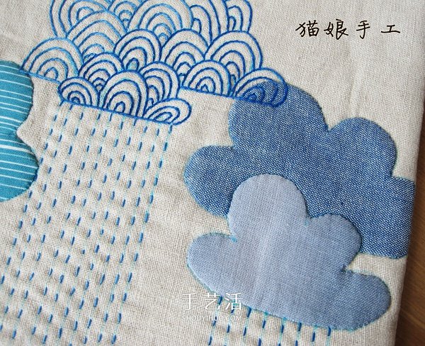 不織布制作祥云桌墊 布藝手工制作云朵桌墊 -  itrip.net.cn