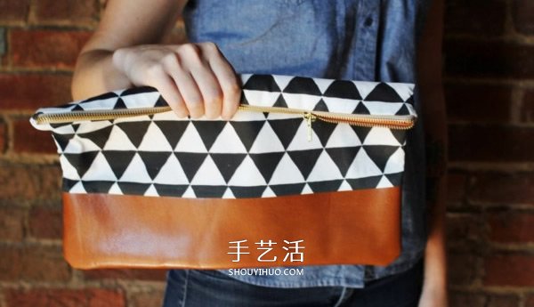 不織布和皮革的拼接手拿包手工制作圖解教程 -  itrip.net.cn