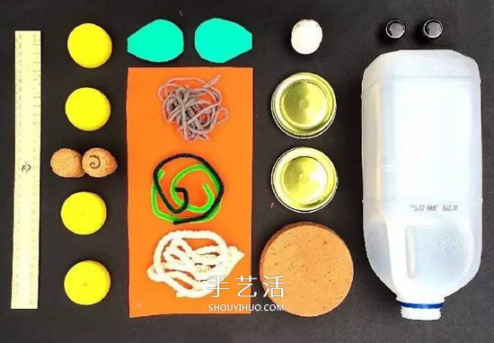 瓶蓋機(jī)器人的制作方法 廢物利用做機(jī)器人圖解 -  itrip.net.cn