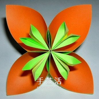 四瓣花的折紙方法圖解 六個組合成美麗花球 -  itrip.net.cn