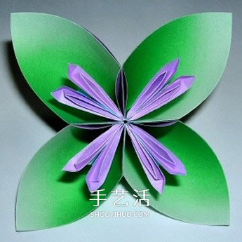 四瓣花的折紙方法圖解 六個組合成美麗花球 -  itrip.net.cn