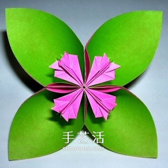 四瓣花的折紙方法圖解 六個組合成美麗花球 -  itrip.net.cn