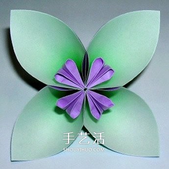 四瓣花的折紙方法圖解 六個組合成美麗花球 -  itrip.net.cn