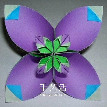 四瓣花的折紙方法圖解 六個組合成美麗花球 -  itrip.net.cn