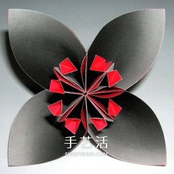 四瓣花的折紙方法圖解 六個組合成美麗花球 -  itrip.net.cn