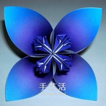 四瓣花的折紙方法圖解 六個組合成美麗花球 -  itrip.net.cn