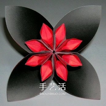 四瓣花的折紙方法圖解 六個組合成美麗花球 -  itrip.net.cn