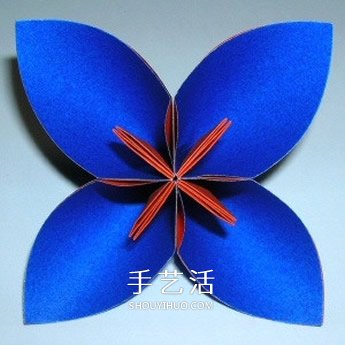 四瓣花的折紙方法圖解 六個組合成美麗花球 -  itrip.net.cn