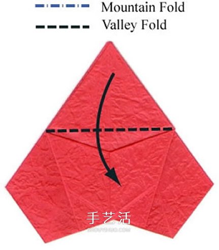 五瓣玫瑰花的折法圖解 手工折紙五瓣玫瑰步驟 -  itrip.net.cn