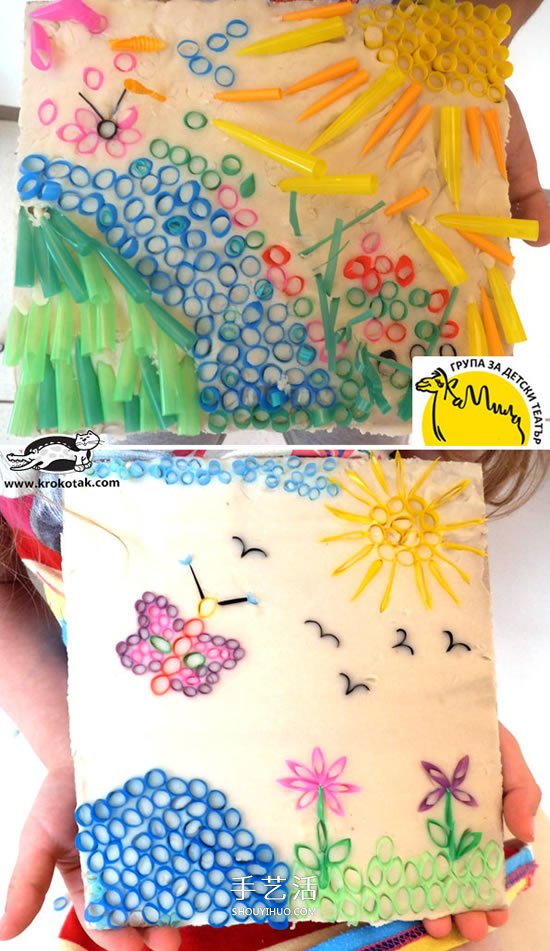 幼兒吸管畫作品圖片 簡(jiǎn)單又漂亮吸管拼貼畫 -  itrip.net.cn