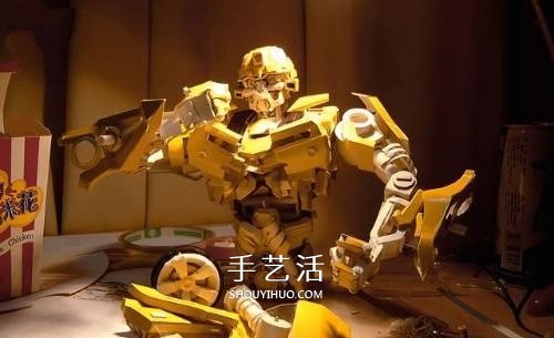 變形金剛大黃蜂模型 廢紙盒制作大黃蜂作品 -  itrip.net.cn