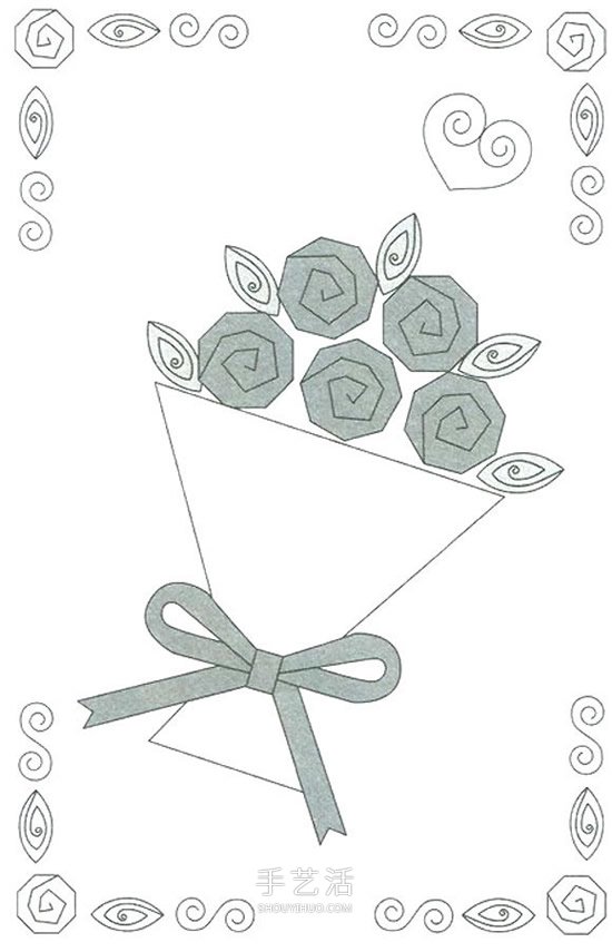 衍紙玫瑰花裝飾畫做法 情人節(jié)衍紙手捧花禮物 -  itrip.net.cn