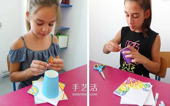 紙杯筆筒制作方法圖片 幼兒手工制作卡通筆筒 -  itrip.net.cn