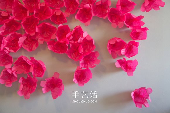 把春天藏在家中 用棉紙手工制作花朵裝飾墻壁 -  itrip.net.cn
