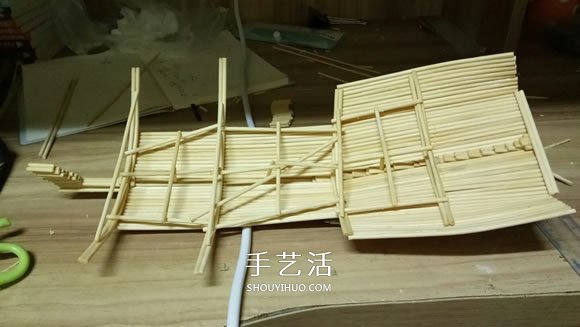 古代戰(zhàn)船模型手工制作 純以一次性筷子完成 -  itrip.net.cn