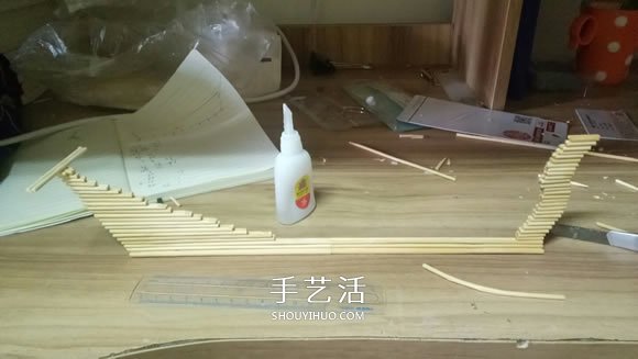 古代戰(zhàn)船模型手工制作 純以一次性筷子完成 -  itrip.net.cn