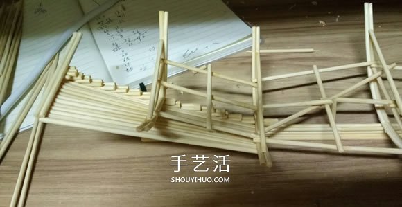 古代戰(zhàn)船模型手工制作 純以一次性筷子完成 -  itrip.net.cn