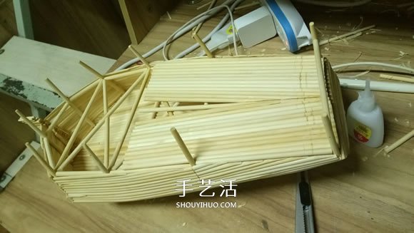 古代戰(zhàn)船模型手工制作 純以一次性筷子完成 -  itrip.net.cn