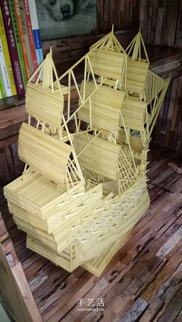 古代戰(zhàn)船模型手工制作 純以一次性筷子完成 -  itrip.net.cn