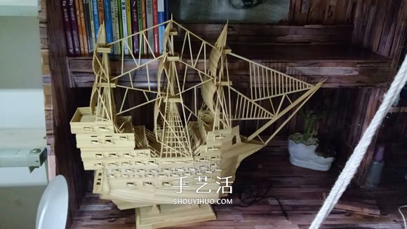 古代戰(zhàn)船模型手工制作 純以一次性筷子完成 -  itrip.net.cn