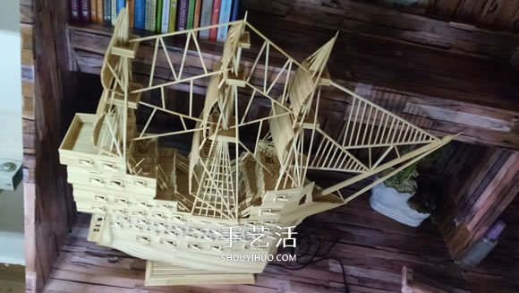 古代戰(zhàn)船模型手工制作 純以一次性筷子完成 -  itrip.net.cn