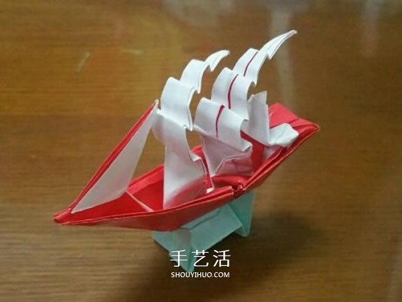 揚(yáng)帆帆船的折法圖解 折紙古代帆船的步驟圖 -  itrip.net.cn