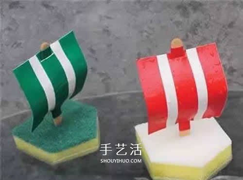 清潔海綿做帆船的方法 幼兒園海綿小船制作 -  itrip.net.cn