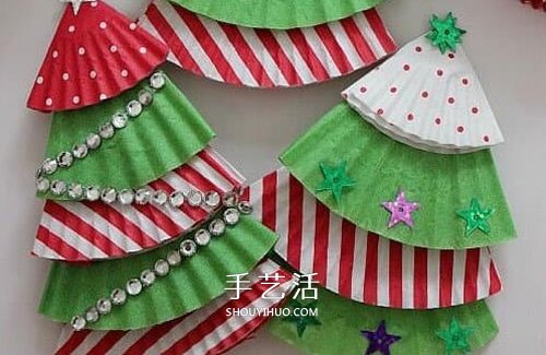 簡(jiǎn)單蛋糕紙圣誕樹(shù)制作 幼兒蛋糕紙做圣誕掛飾 -  itrip.net.cn