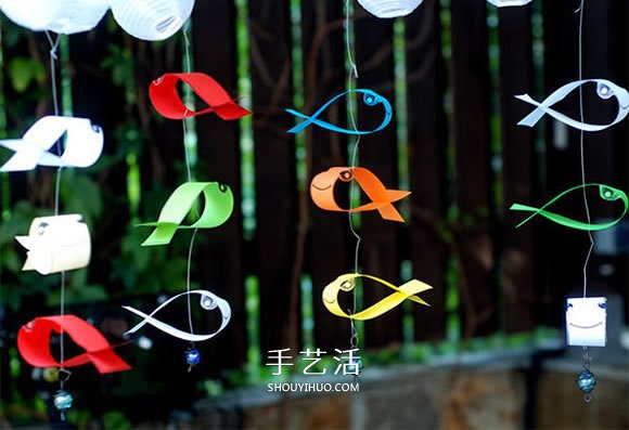 剪紙做可愛小魚和螃蟹 簡(jiǎn)單小動(dòng)物風(fēng)鈴的做法 -  itrip.net.cn
