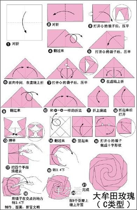 小清新旋轉(zhuǎn)玫瑰的折法 帶圖解和實拍步驟 -  itrip.net.cn