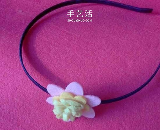 簡單毛氈布花手工制作 粘貼到發(fā)箍上做裝飾 -  itrip.net.cn