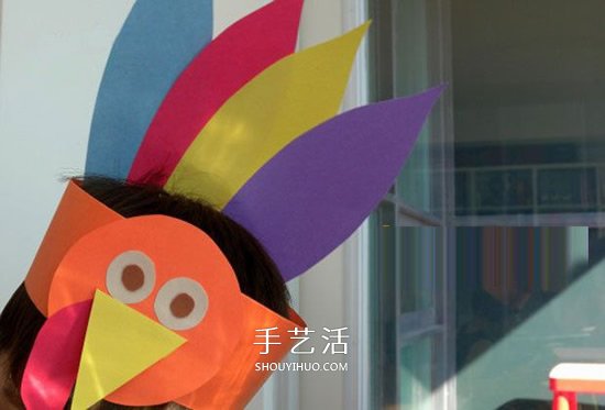 感恩節(jié)手工小制作 利用卡紙做卡通火雞頭飾 -  itrip.net.cn