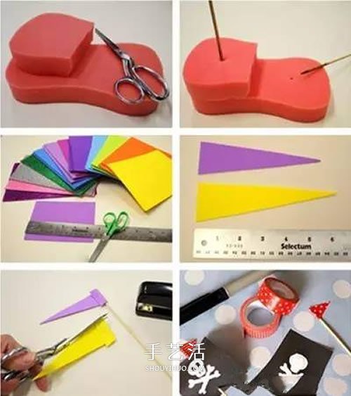 幼兒園手工海盜船制作 清潔海綿做玩具小船 -  itrip.net.cn