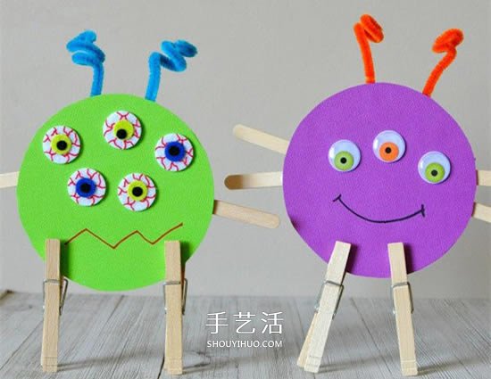 幼兒萬(wàn)圣節(jié)小怪物DIY 舊光盤廢物利用做怪物 -  itrip.net.cn