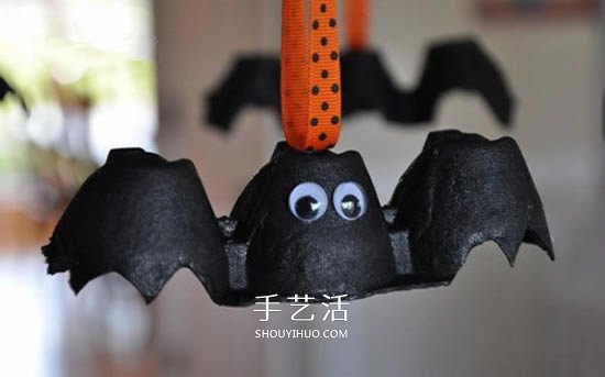 雞蛋托蝙蝠手工制作 簡(jiǎn)單做成可愛(ài)萬(wàn)圣節(jié)掛飾 -  itrip.net.cn