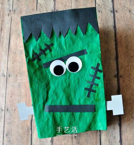 紙袋子手工小制作 DIY可愛的萬圣節(jié)科學(xué)怪人 -  itrip.net.cn