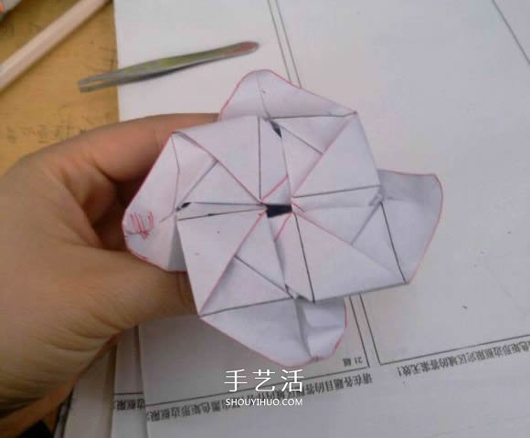 羅斯巴德玫瑰花的折法 折紙卷心福山的步驟圖 -  itrip.net.cn
