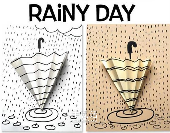 簡單立體雨天卡片的做法 手工制作小雨傘卡片 -  itrip.net.cn