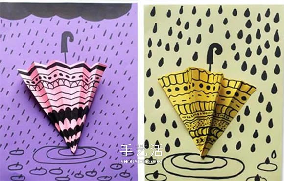 簡單立體雨天卡片的做法 手工制作小雨傘卡片 -  itrip.net.cn